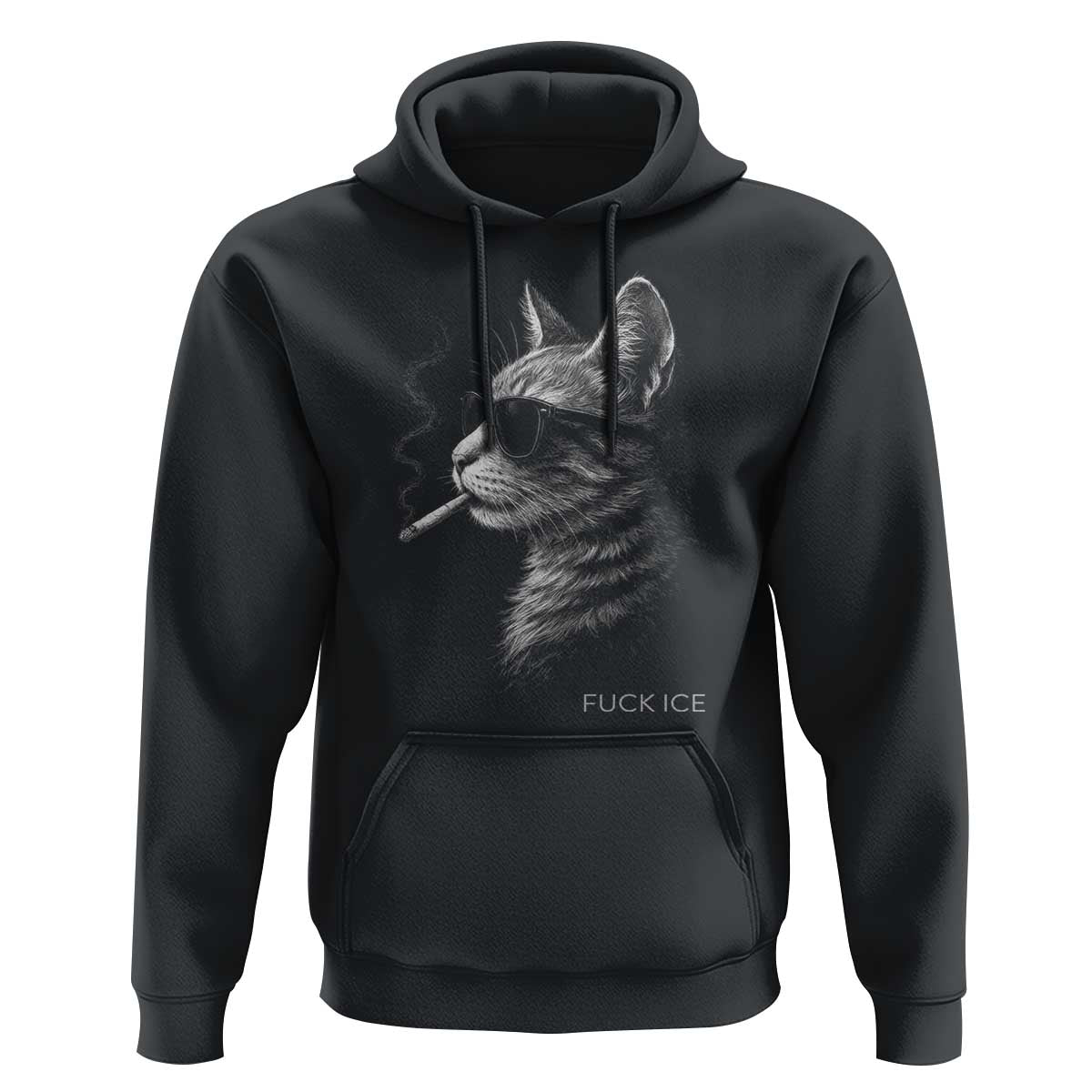 Fck Ice Hoodie Funny Cat  Smoking Anti ICE Meme