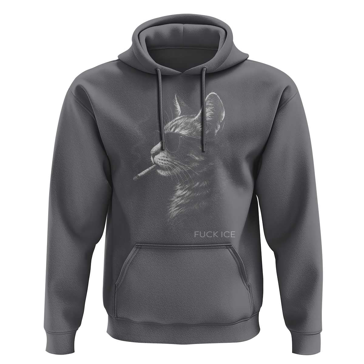 Fck Ice Hoodie Funny Cat  Smoking Anti ICE Meme