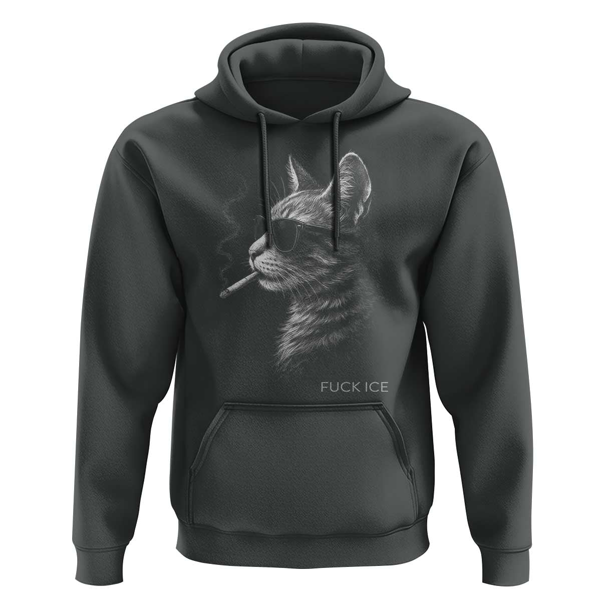 Fck Ice Hoodie Funny Cat  Smoking Anti ICE Meme