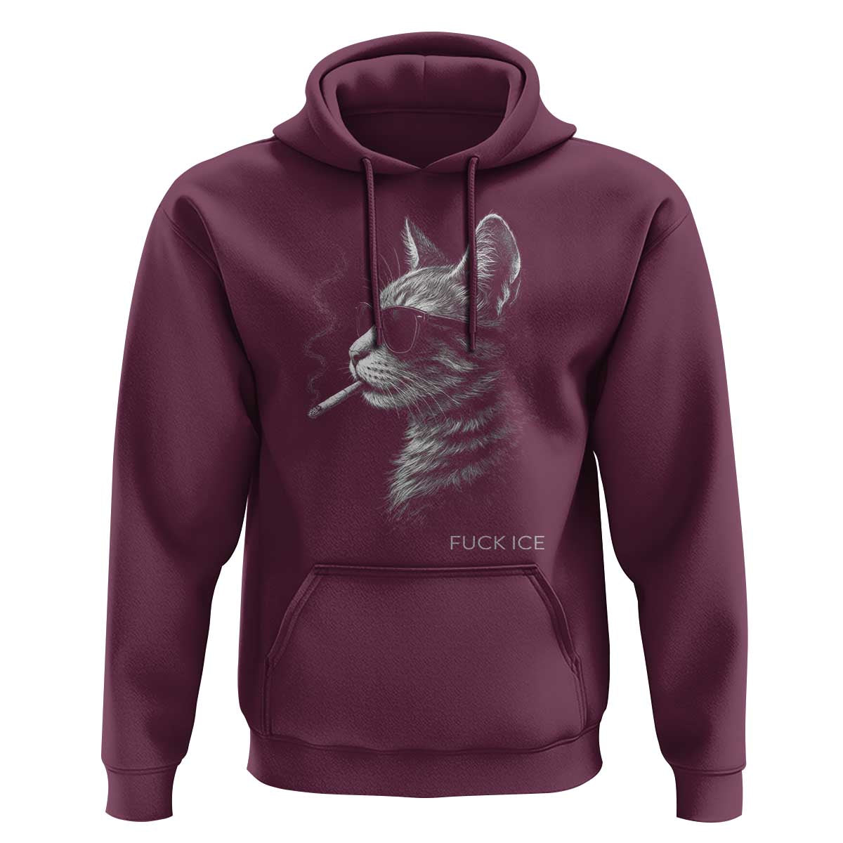 Fck Ice Hoodie Funny Cat  Smoking Anti ICE Meme