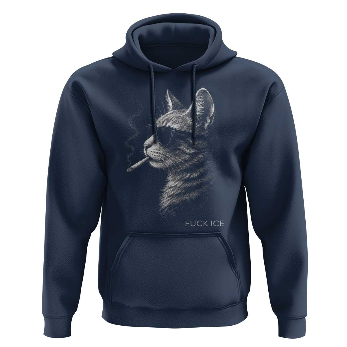 Fck Ice Hoodie Funny Cat  Smoking Anti ICE Meme