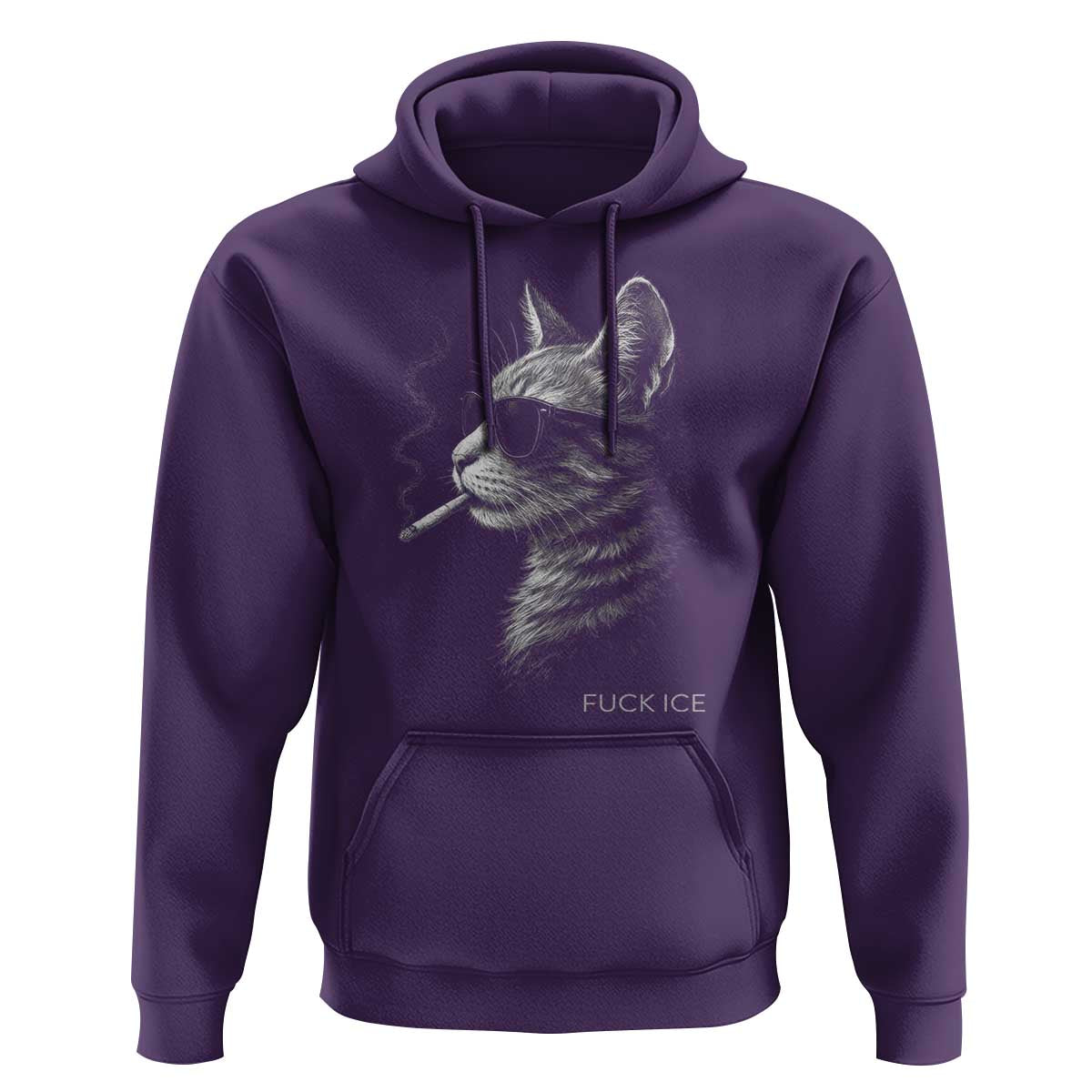 Fck Ice Hoodie Funny Cat  Smoking Anti ICE Meme