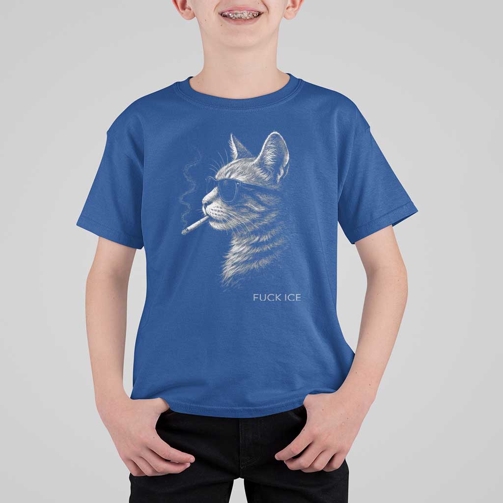 Fck Ice T Shirt For Kid Funny Cat  Smoking Anti ICE Meme