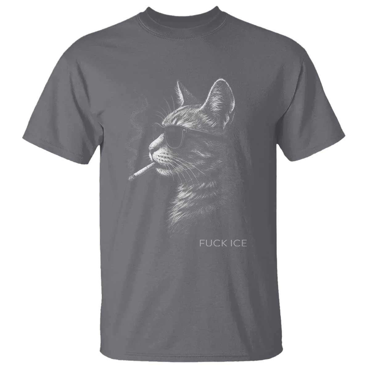 Fck Ice T Shirt Funny Cat  Smoking Anti ICE Meme