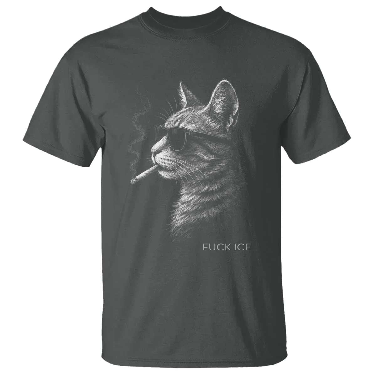 Fck Ice T Shirt Funny Cat  Smoking Anti ICE Meme