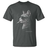 Fck Ice T Shirt Funny Cat  Smoking Anti ICE Meme