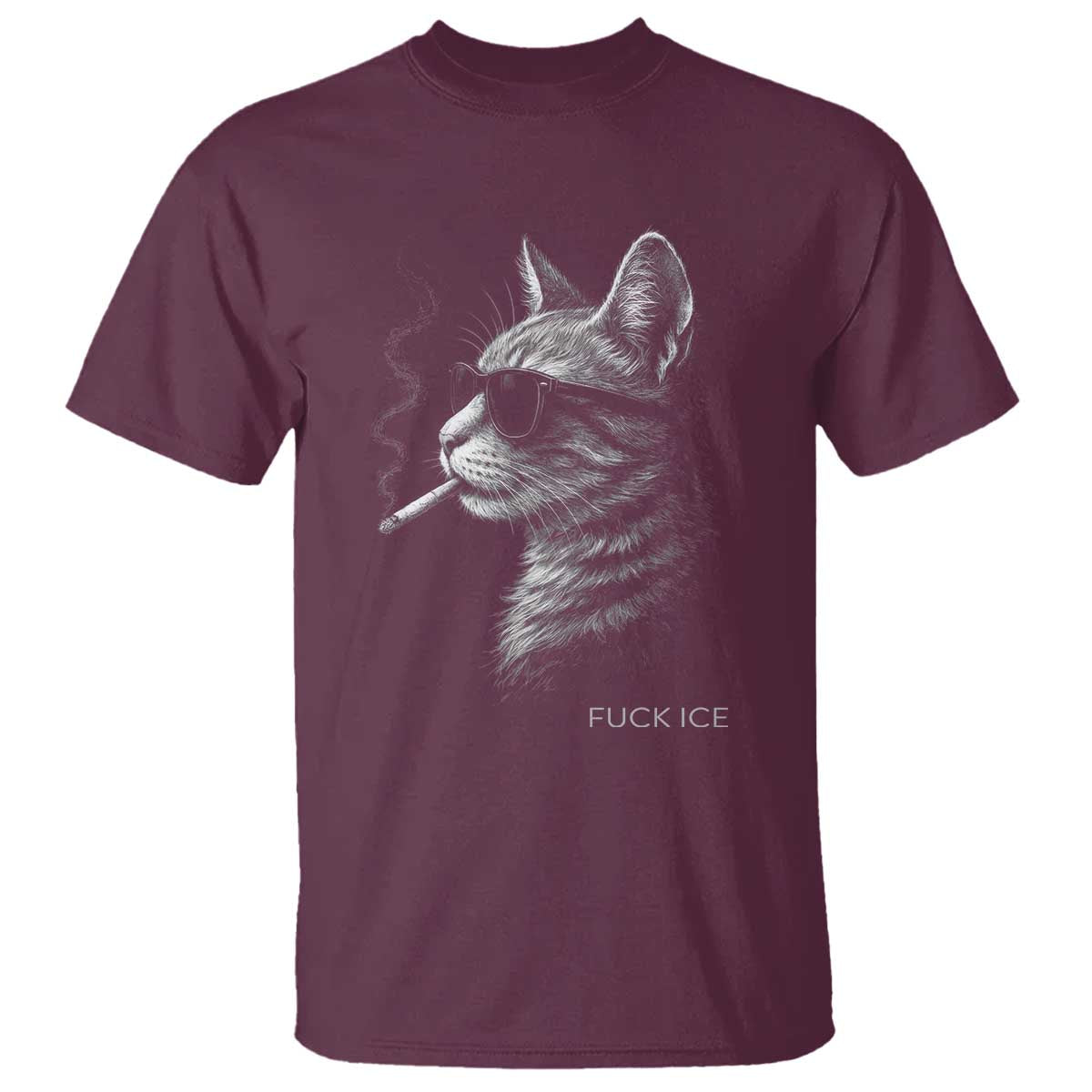 Fck Ice T Shirt Funny Cat  Smoking Anti ICE Meme