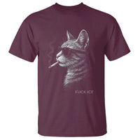 Fck Ice T Shirt Funny Cat  Smoking Anti ICE Meme