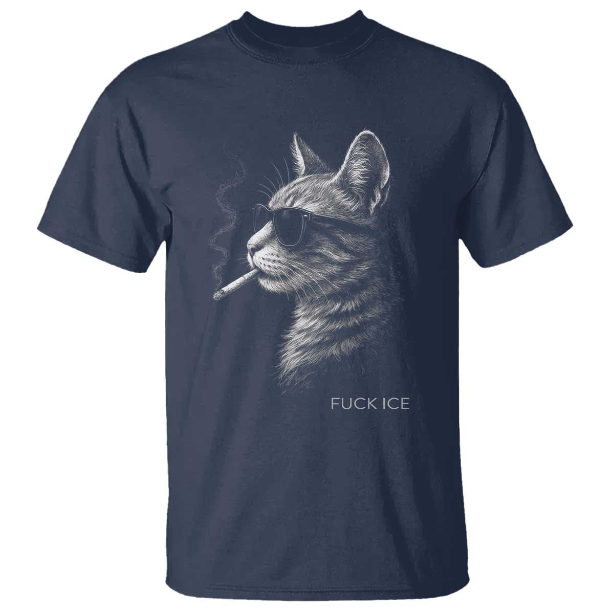 Fck Ice T Shirt Funny Cat  Smoking Anti ICE Meme