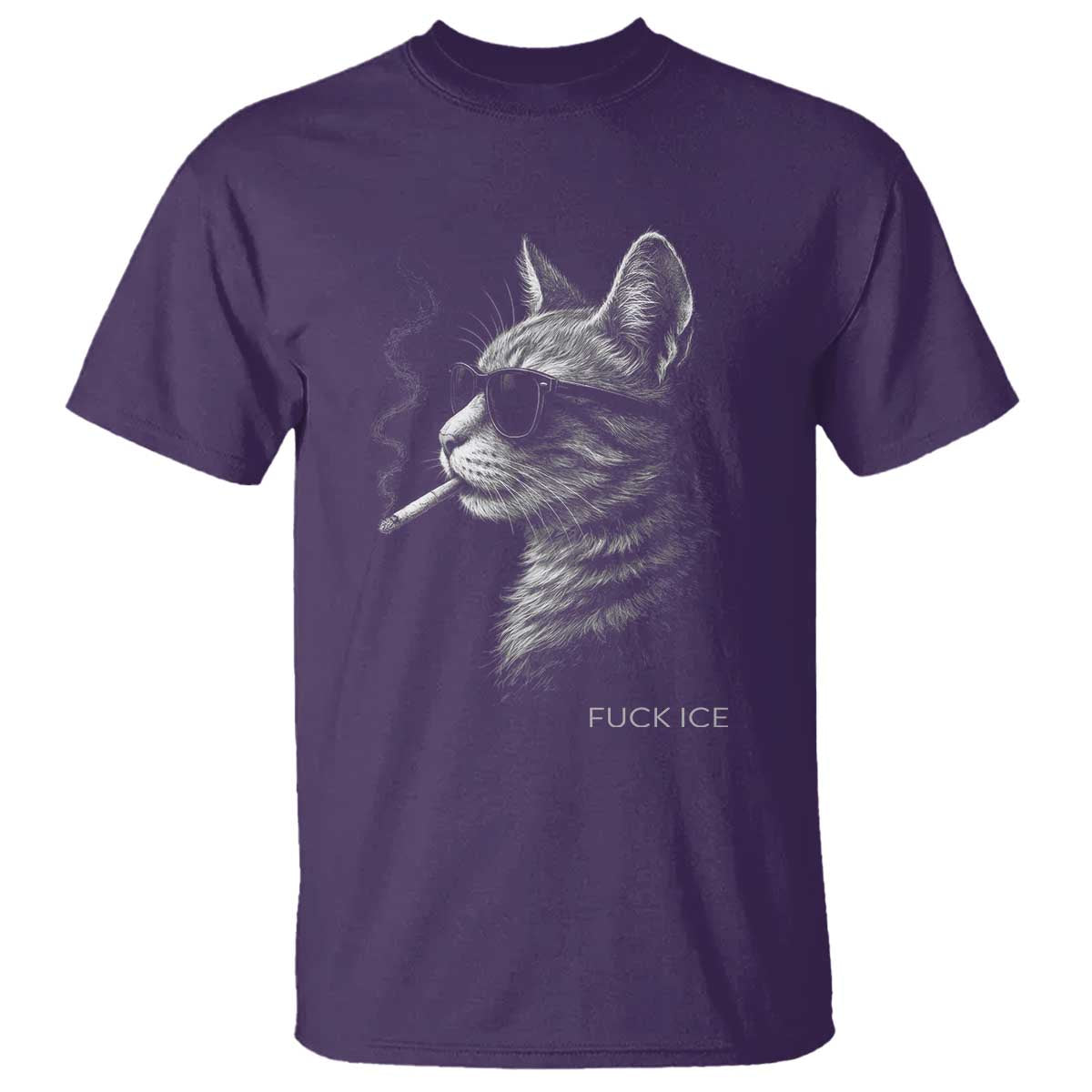 Fck Ice T Shirt Funny Cat  Smoking Anti ICE Meme