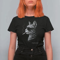 Fck Ice T Shirt For Women Funny Cat  Smoking Anti ICE Meme