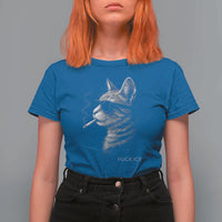 Fck Ice T Shirt For Women Funny Cat  Smoking Anti ICE Meme