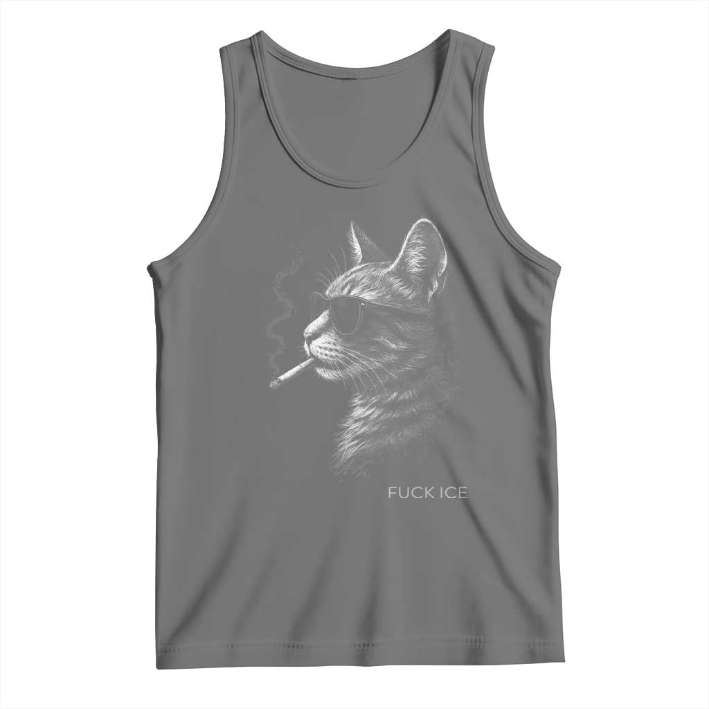 Fck Ice Tank Top Funny Cat  Smoking Anti ICE Meme