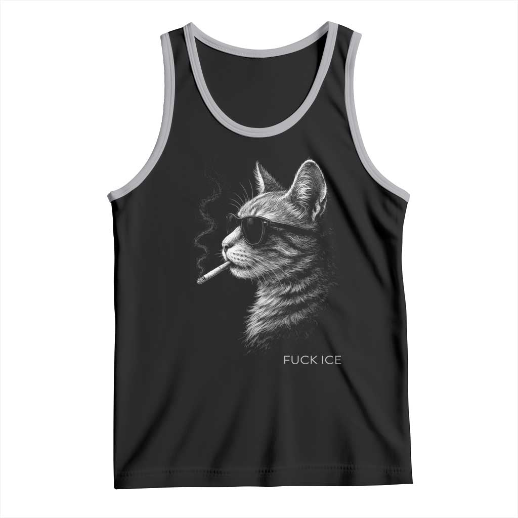 Fck Ice Tank Top Funny Cat  Smoking Anti ICE Meme