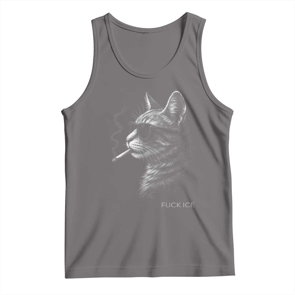 Fck Ice Tank Top Funny Cat  Smoking Anti ICE Meme