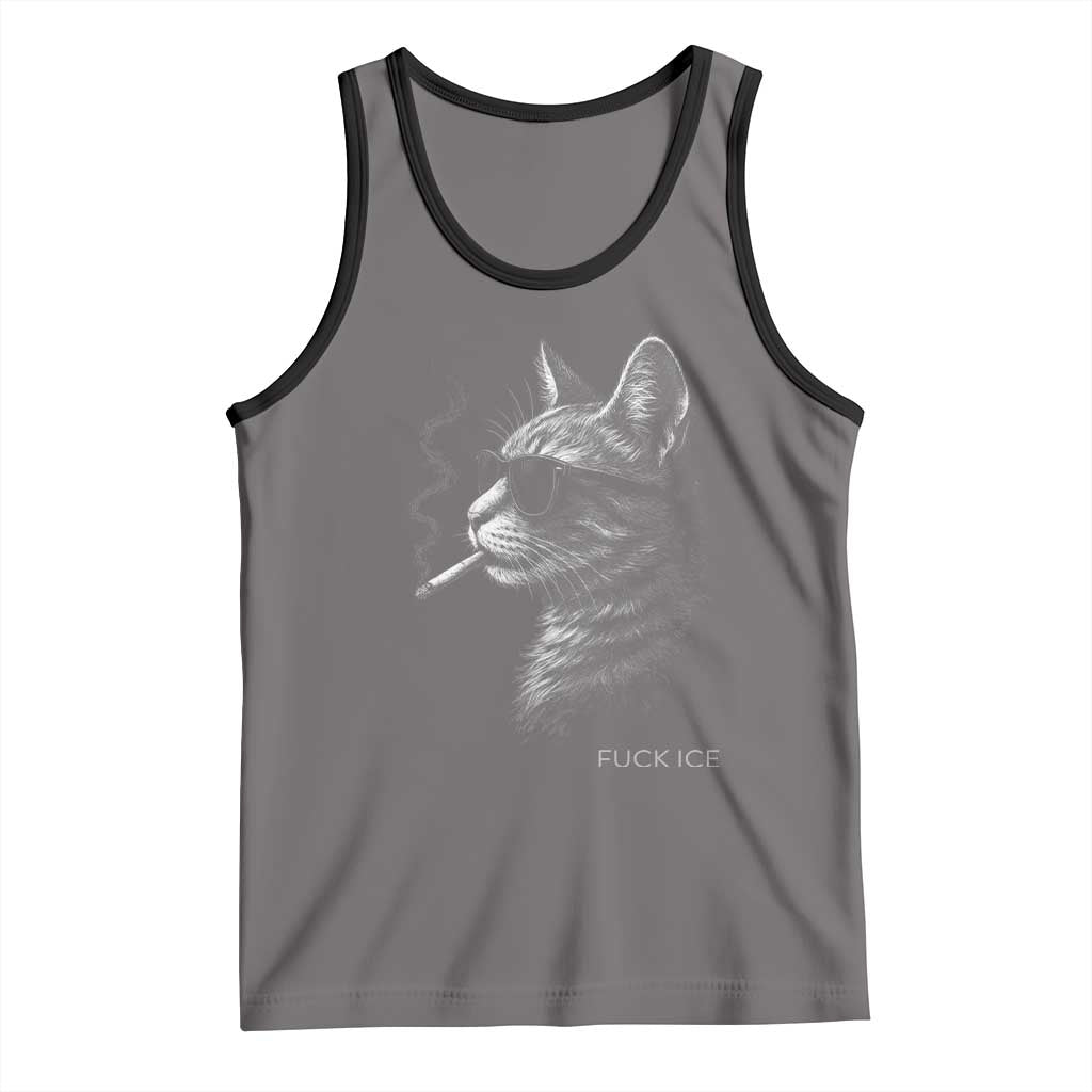 Fck Ice Tank Top Funny Cat  Smoking Anti ICE Meme