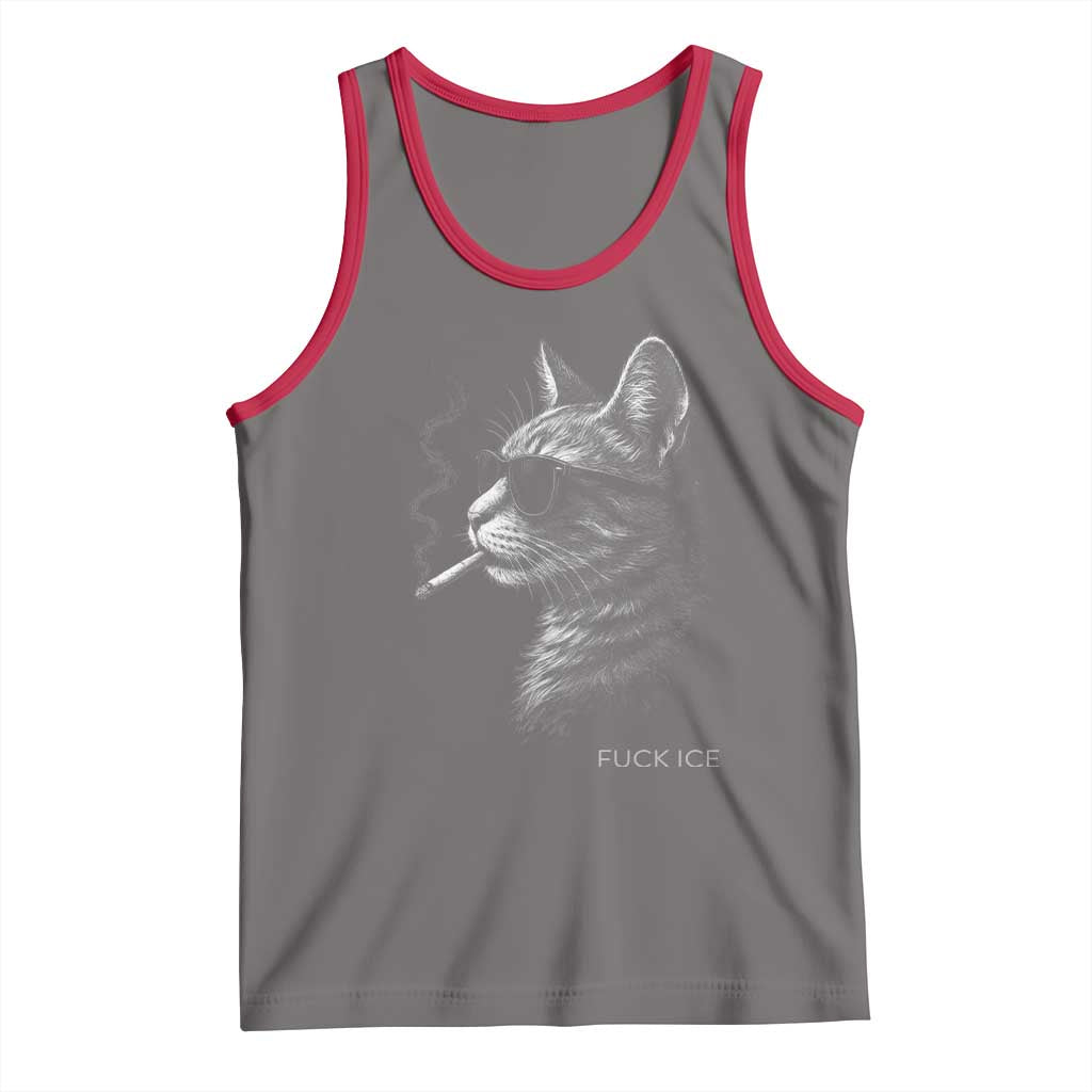 Fck Ice Tank Top Funny Cat  Smoking Anti ICE Meme