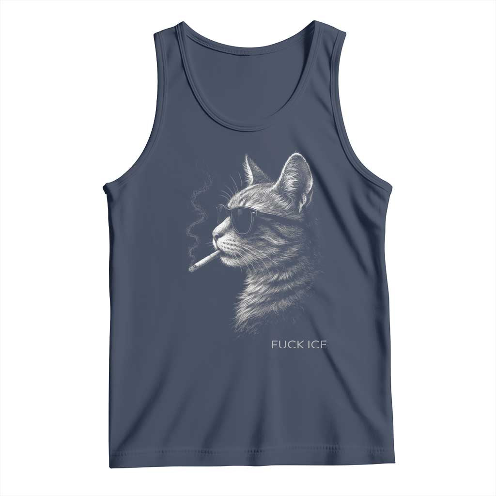 Fck Ice Tank Top Funny Cat  Smoking Anti ICE Meme