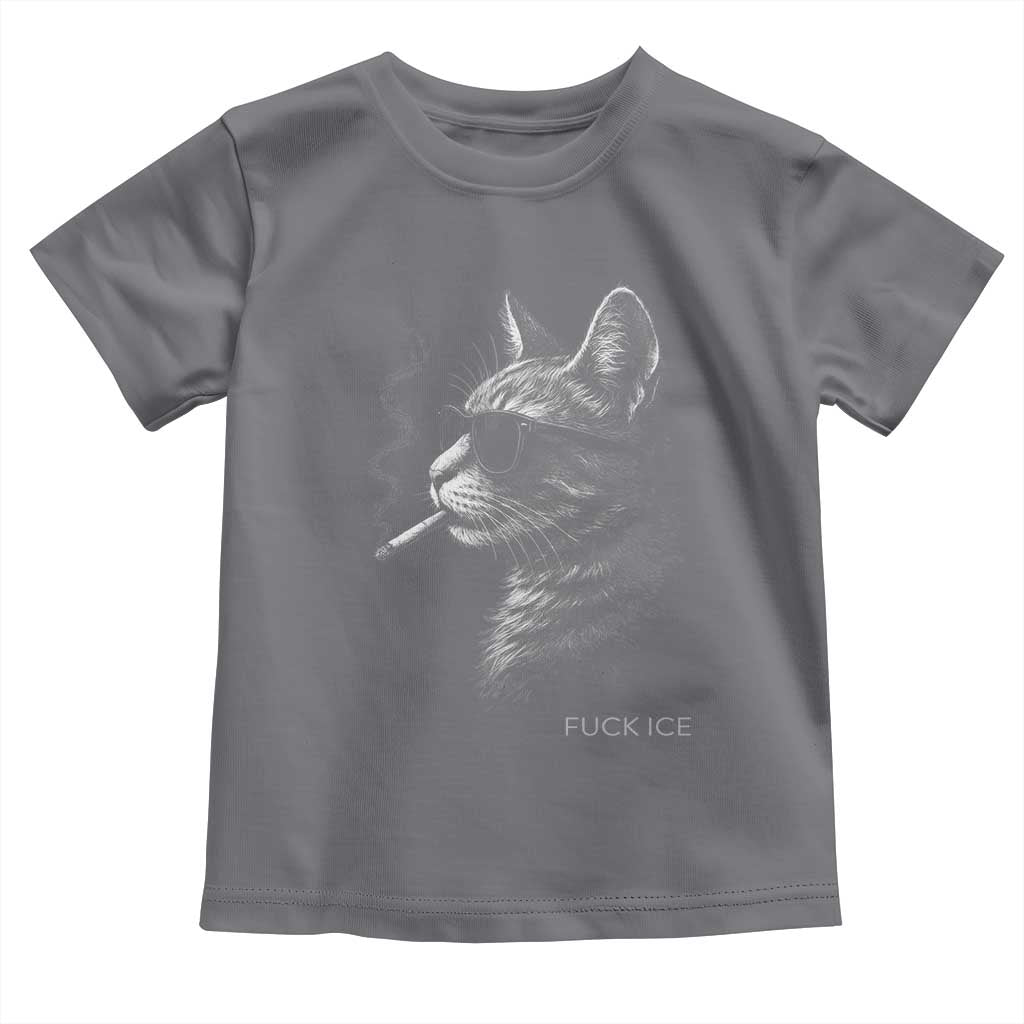Fck Ice Toddler T Shirt Funny Cat  Smoking Anti ICE Meme