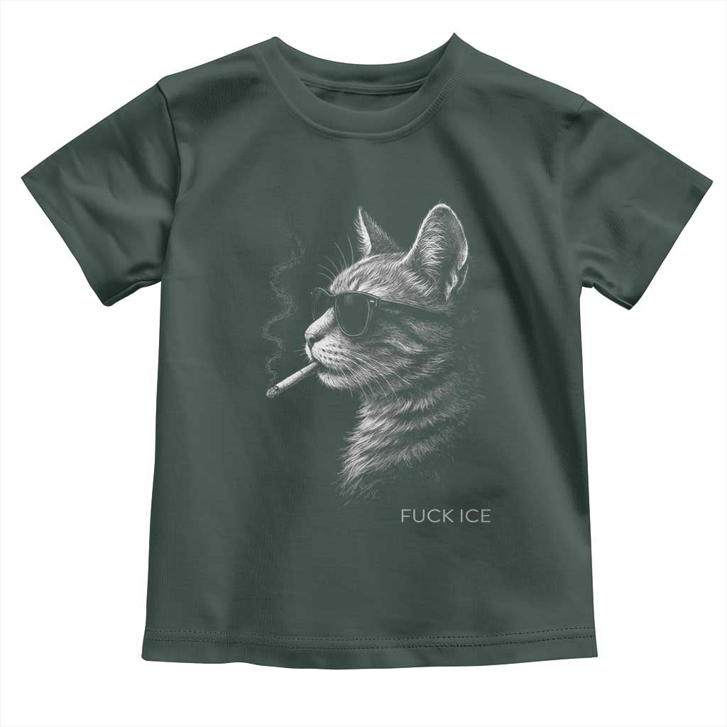 Fck Ice Toddler T Shirt Funny Cat  Smoking Anti ICE Meme