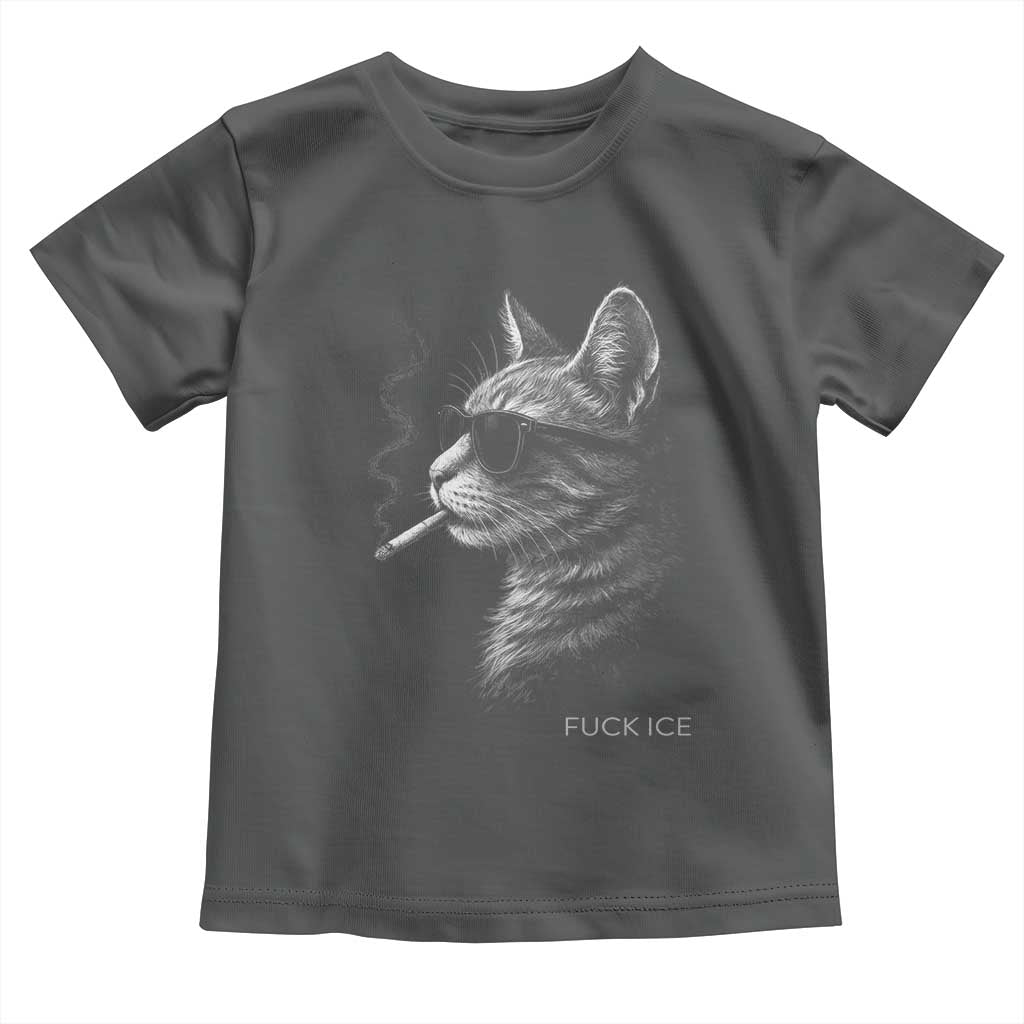 Fck Ice Toddler T Shirt Funny Cat  Smoking Anti ICE Meme