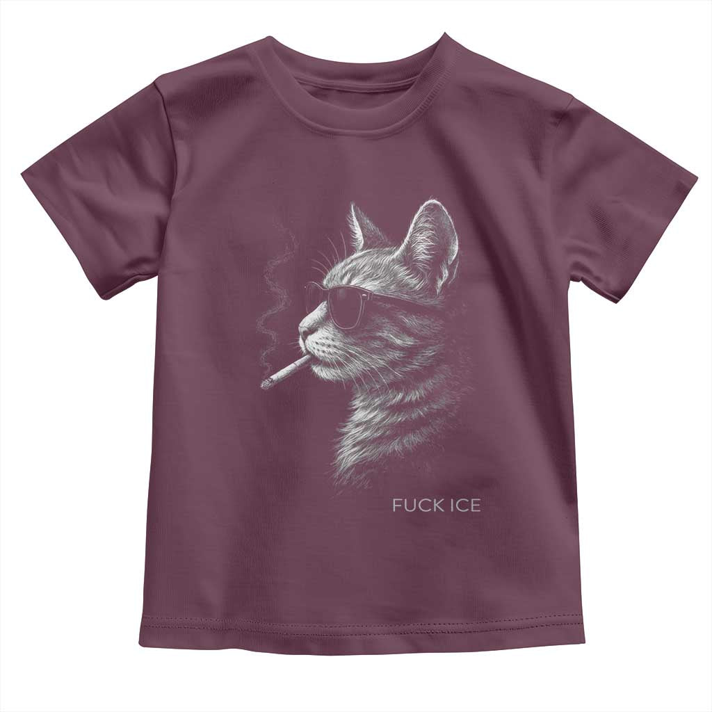 Fck Ice Toddler T Shirt Funny Cat  Smoking Anti ICE Meme