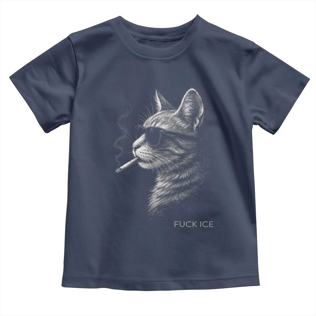 Fck Ice Toddler T Shirt Funny Cat  Smoking Anti ICE Meme