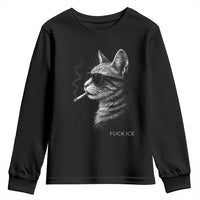 Fck Ice Youth Sweatshirt Funny Cat  Smoking Anti ICE Meme