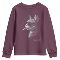 Fck Ice Youth Sweatshirt Funny Cat  Smoking Anti ICE Meme