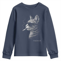 Fck Ice Youth Sweatshirt Funny Cat  Smoking Anti ICE Meme