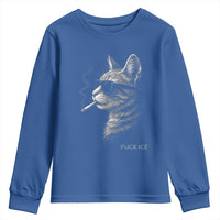 Fck Ice Youth Sweatshirt Funny Cat  Smoking Anti ICE Meme