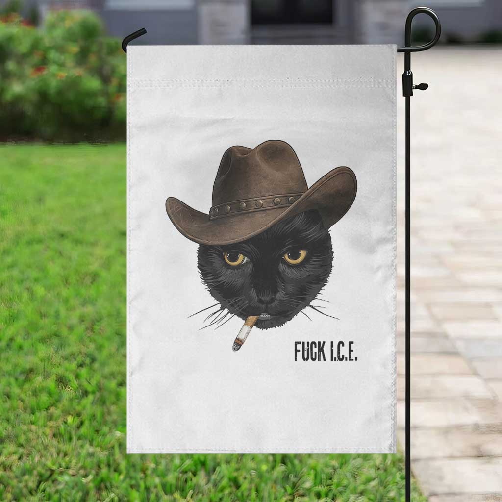 Funny Cowboy Cat Smoking Anti ICE Protest Meme Garden Flag