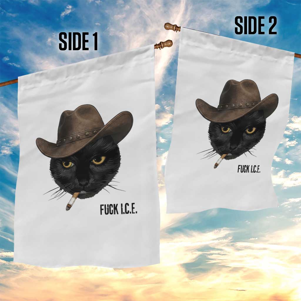 Funny Cowboy Cat Smoking Anti ICE Protest Meme Garden Flag