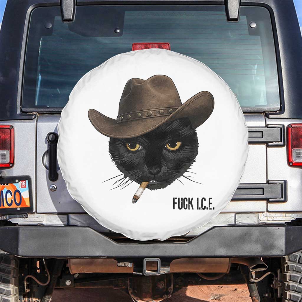 Funny Cowboy Cat Smoking Anti ICE Protest Meme Spare Tire Cover