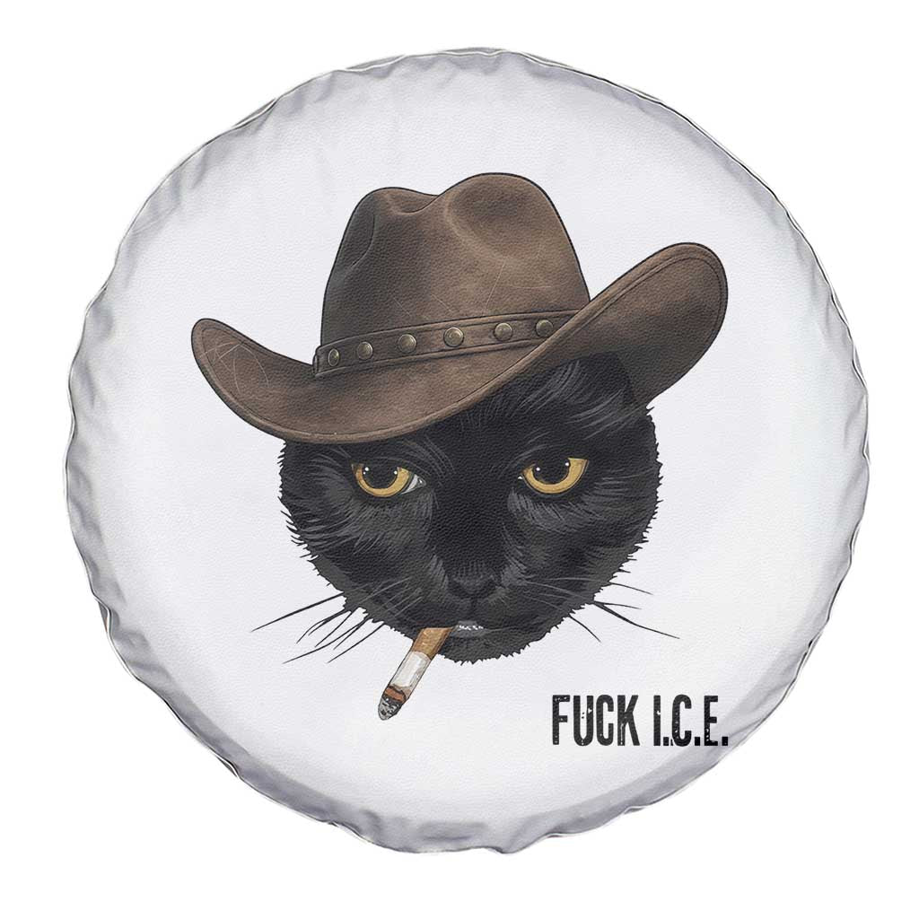 Funny Cowboy Cat Smoking Anti ICE Protest Meme Spare Tire Cover