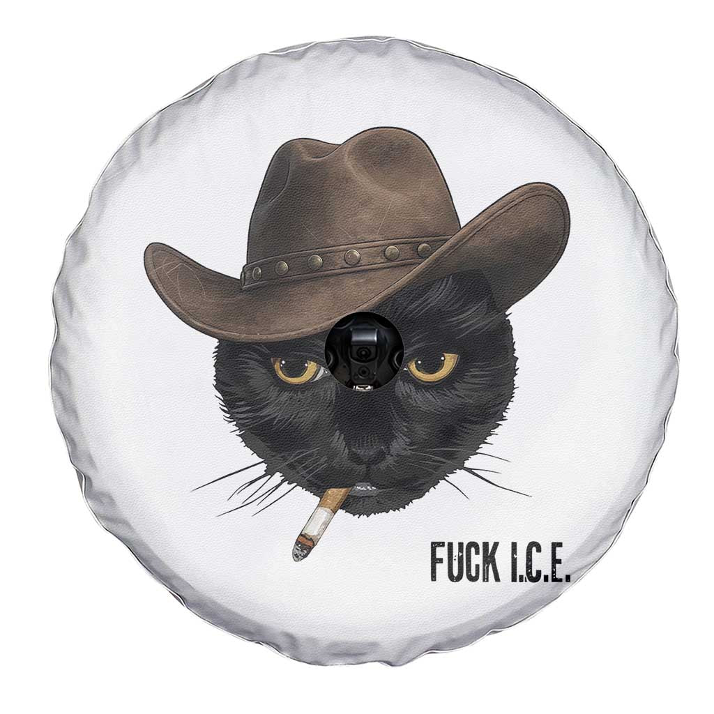 Funny Cowboy Cat Smoking Anti ICE Protest Meme Spare Tire Cover