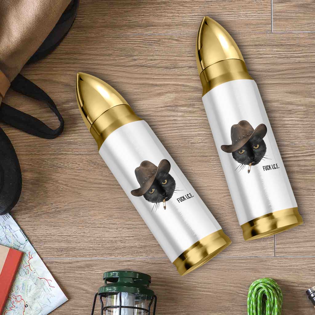 Funny Cowboy Cat Smoking Anti ICE Protest Meme Bullet Tumbler