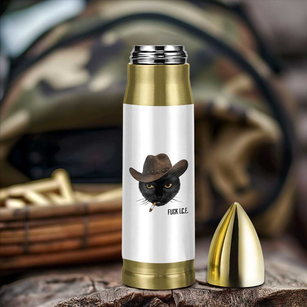 Funny Cowboy Cat Smoking Anti ICE Protest Meme Bullet Tumbler
