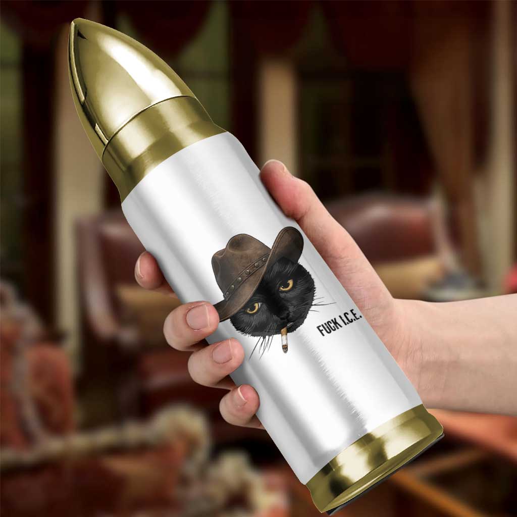 Funny Cowboy Cat Smoking Anti ICE Protest Meme Bullet Tumbler