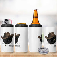 Funny Cowboy Cat Smoking Anti ICE Protest Meme 4 in 1 Can Cooler Tumbler