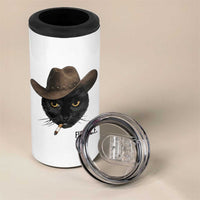 Funny Cowboy Cat Smoking Anti ICE Protest Meme 4 in 1 Can Cooler Tumbler