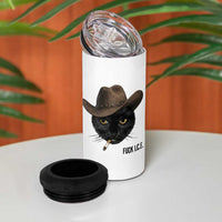 Funny Cowboy Cat Smoking Anti ICE Protest Meme 4 in 1 Can Cooler Tumbler