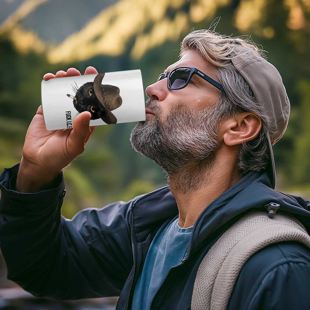 Funny Cowboy Cat Smoking Anti ICE Protest Meme 4 in 1 Can Cooler Tumbler
