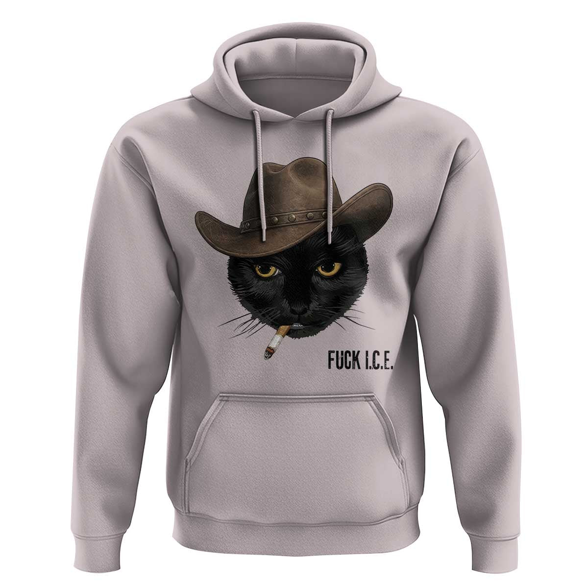 Funny Cowboy Cat Smoking Anti ICE Protest Meme Hoodie