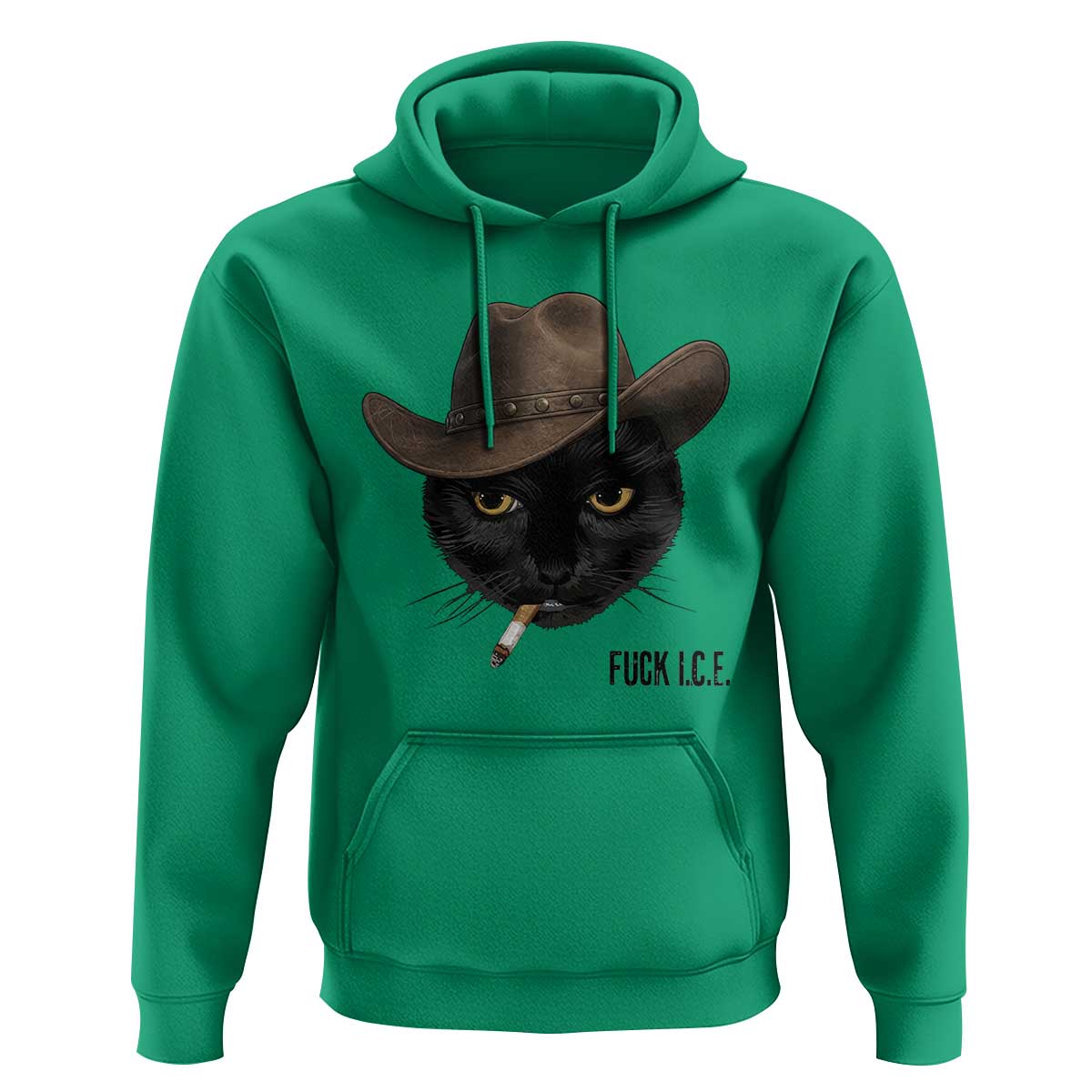 Funny Cowboy Cat Smoking Anti ICE Protest Meme Hoodie