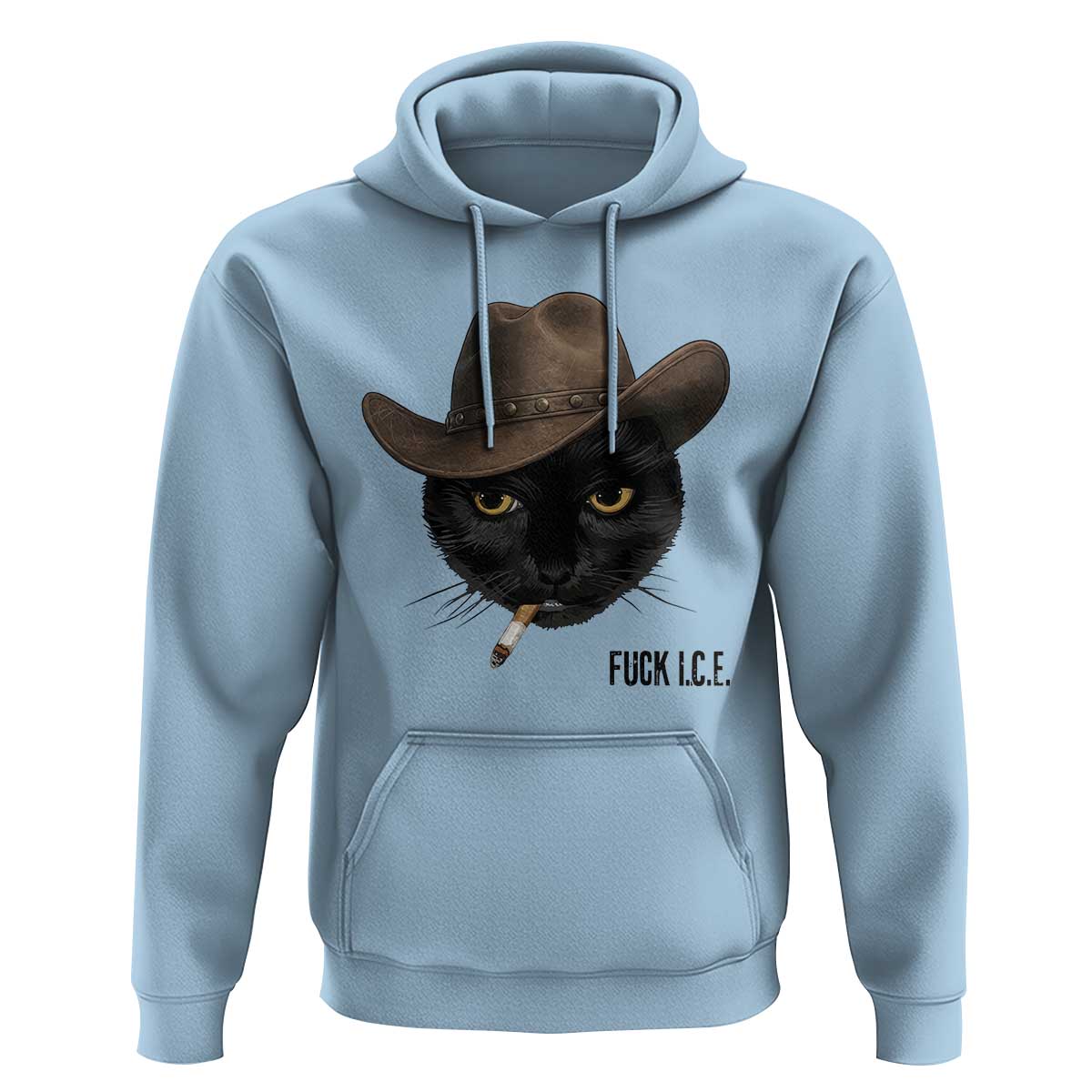 Funny Cowboy Cat Smoking Anti ICE Protest Meme Hoodie