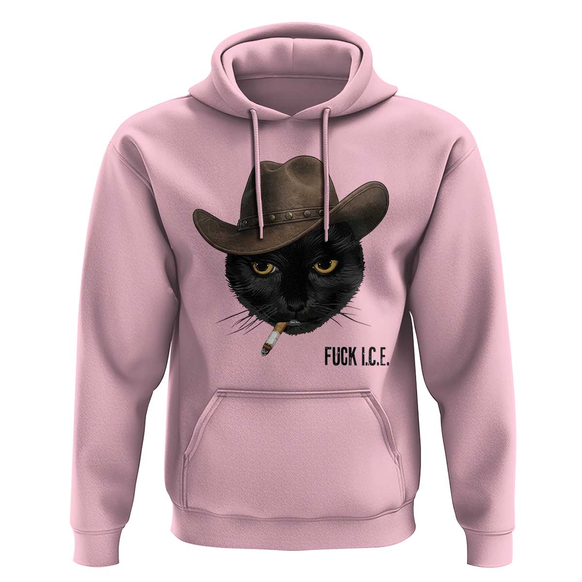 Funny Cowboy Cat Smoking Anti ICE Protest Meme Hoodie