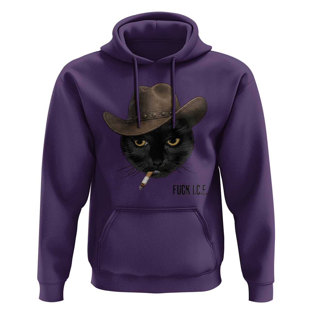 Funny Cowboy Cat Smoking Anti ICE Protest Meme Hoodie