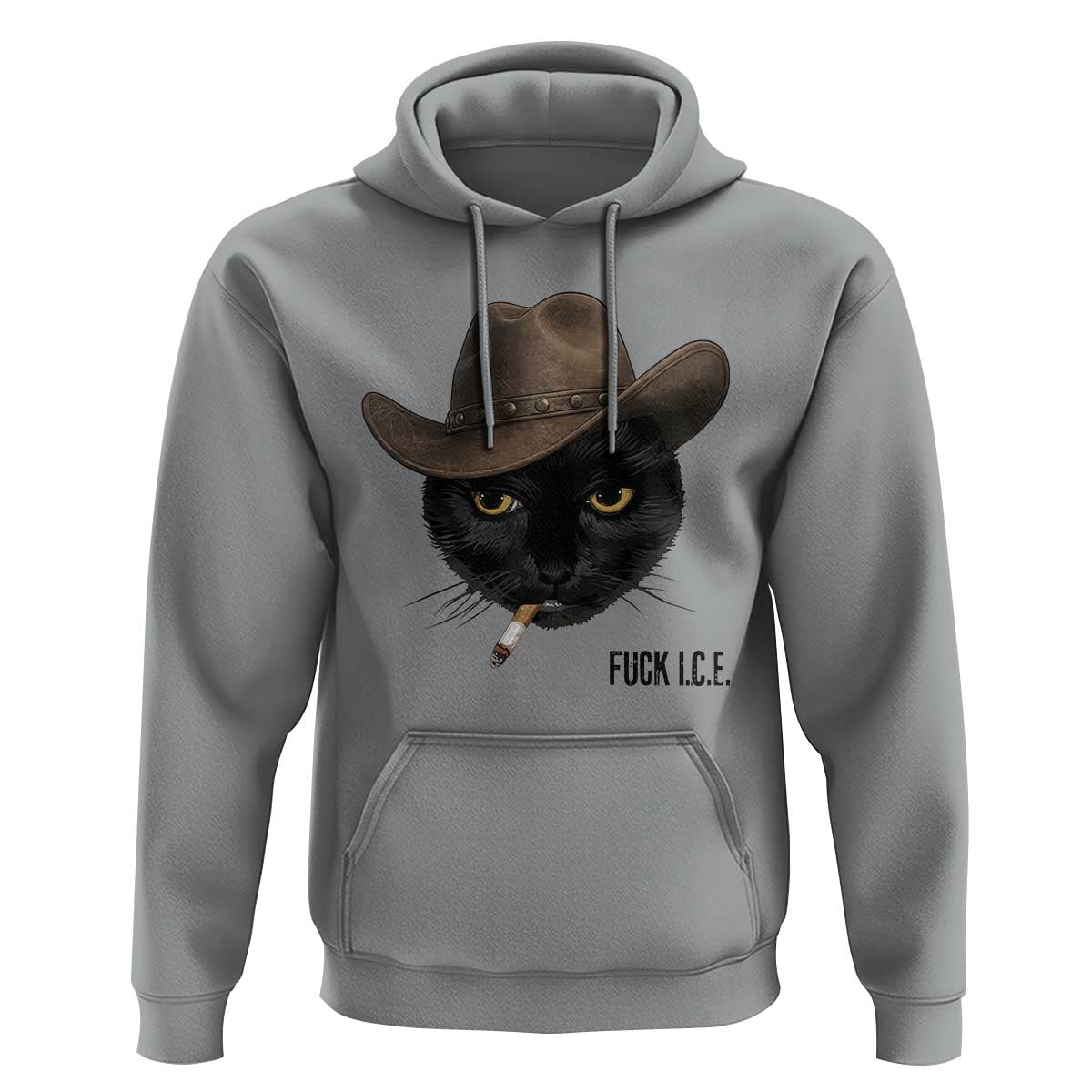 Funny Cowboy Cat Smoking Anti ICE Protest Meme Hoodie
