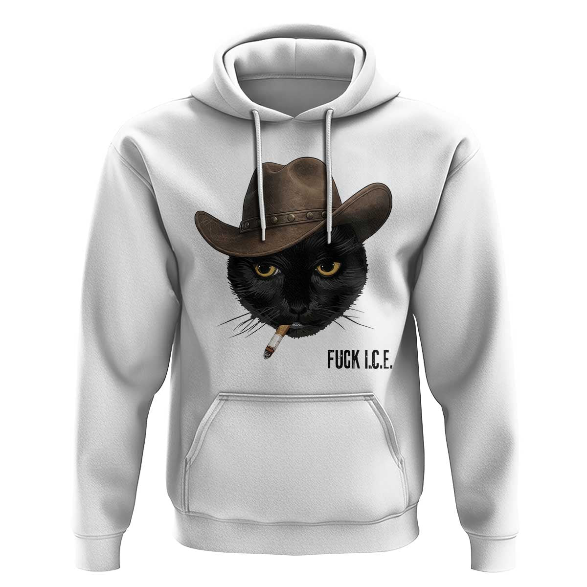 Funny Cowboy Cat Smoking Anti ICE Protest Meme Hoodie
